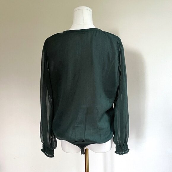 Abercrombie Fitch Large Chiffon Bodysuit Ruffle Coquette Romantic Forest Fairy - Picture 7 of 16